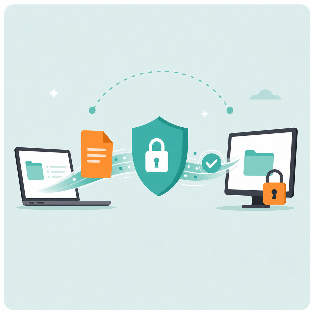 Secure encrypted file transfer between devices