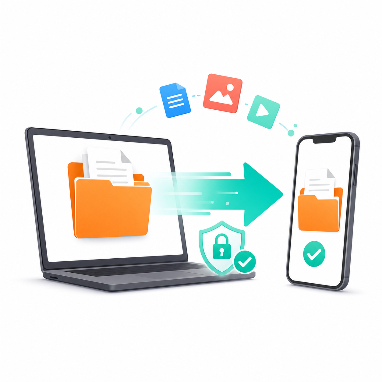 Transfer files securely from laptop to phone